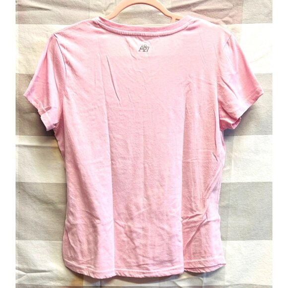 Aeropostale Sport Women's Pink V-Neck Tee T-Shirt LARGE “Aero” Graphic Comfort - Picture 2 of 3
